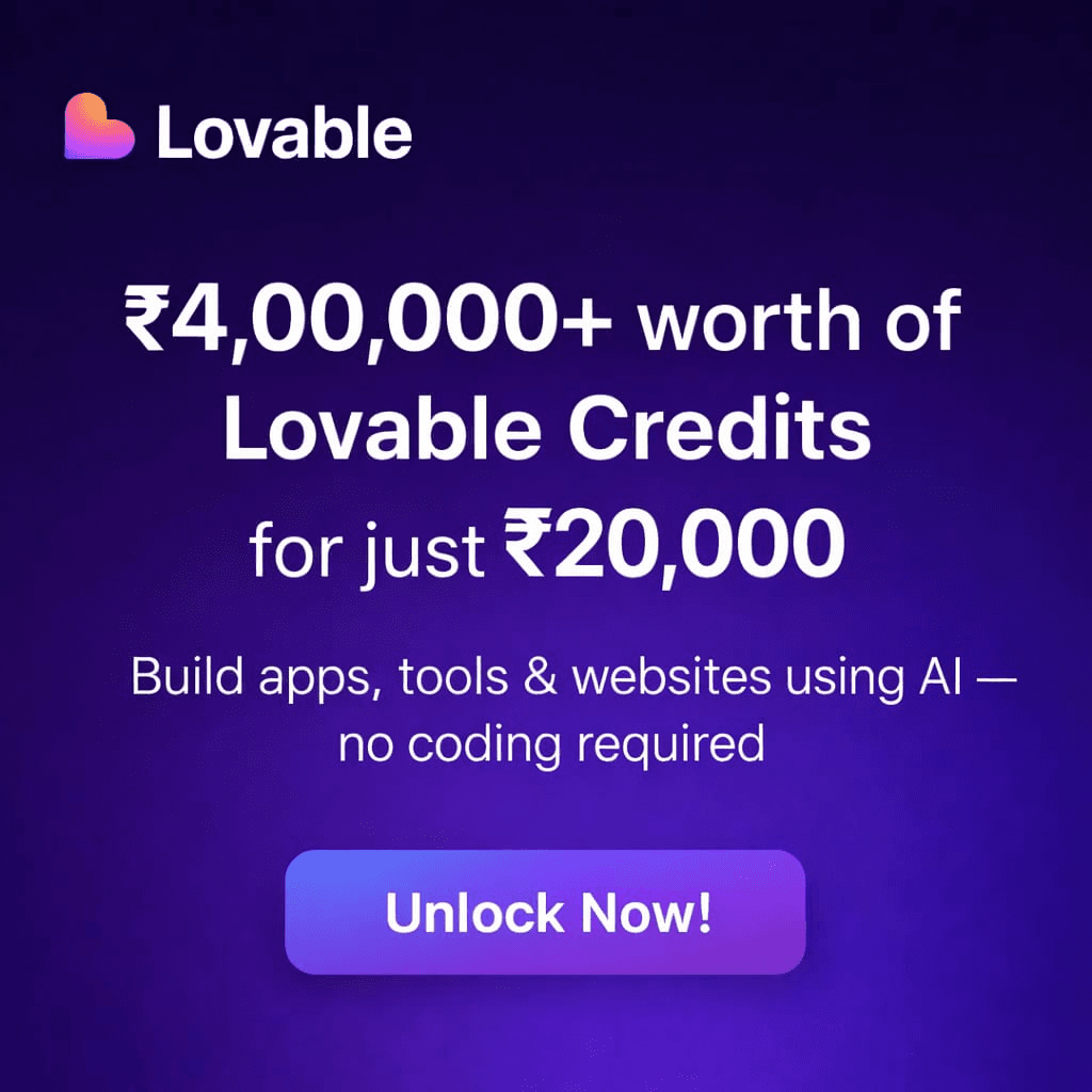 Lovable free credits offer ad