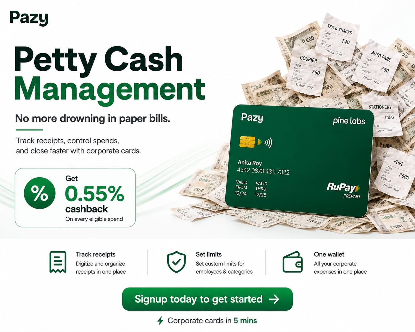 Pazy — corporate cards for employee and company expenses, set up in 5 minutes