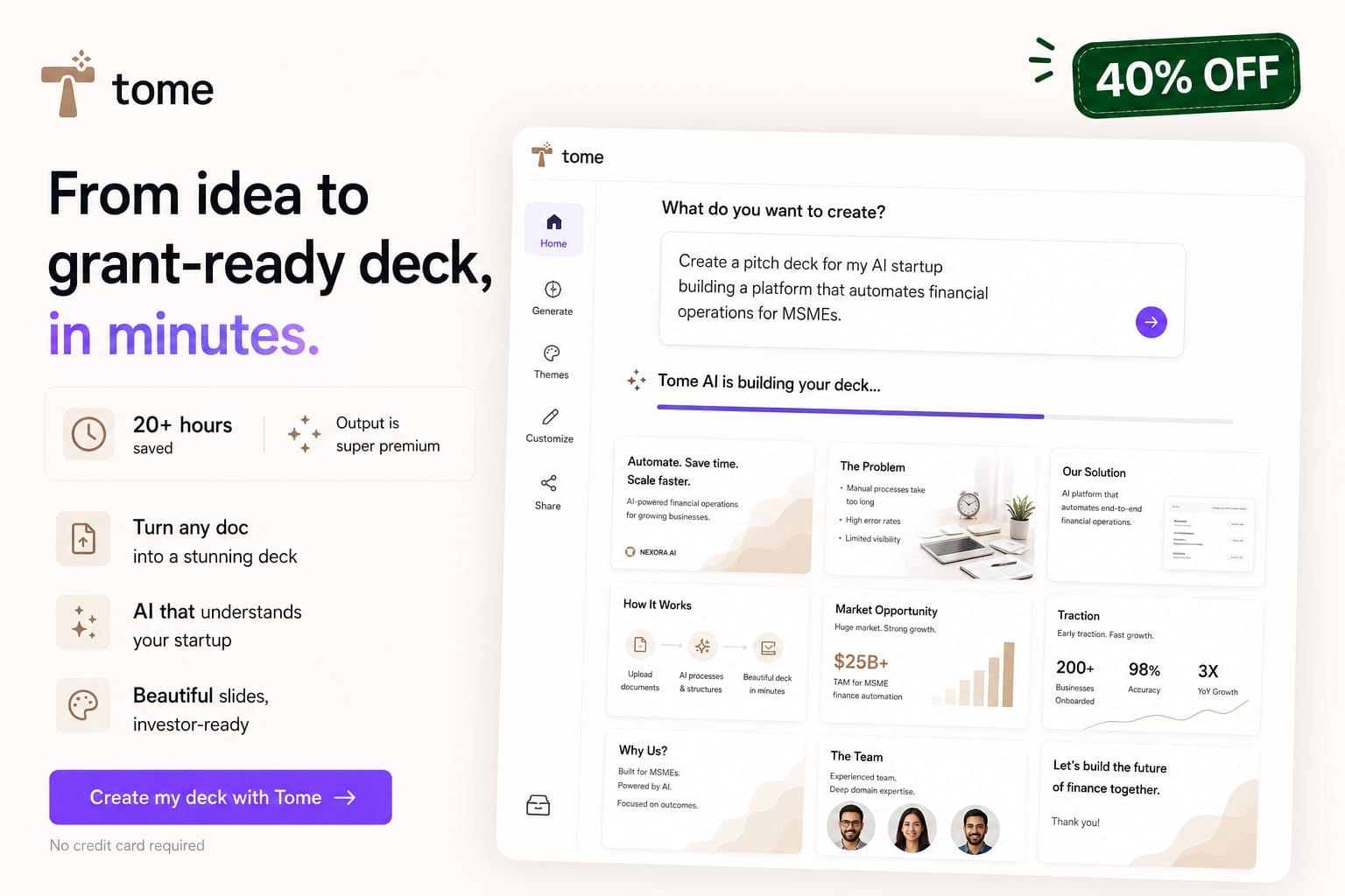 Tome — AI deck and presentation creator for startups
