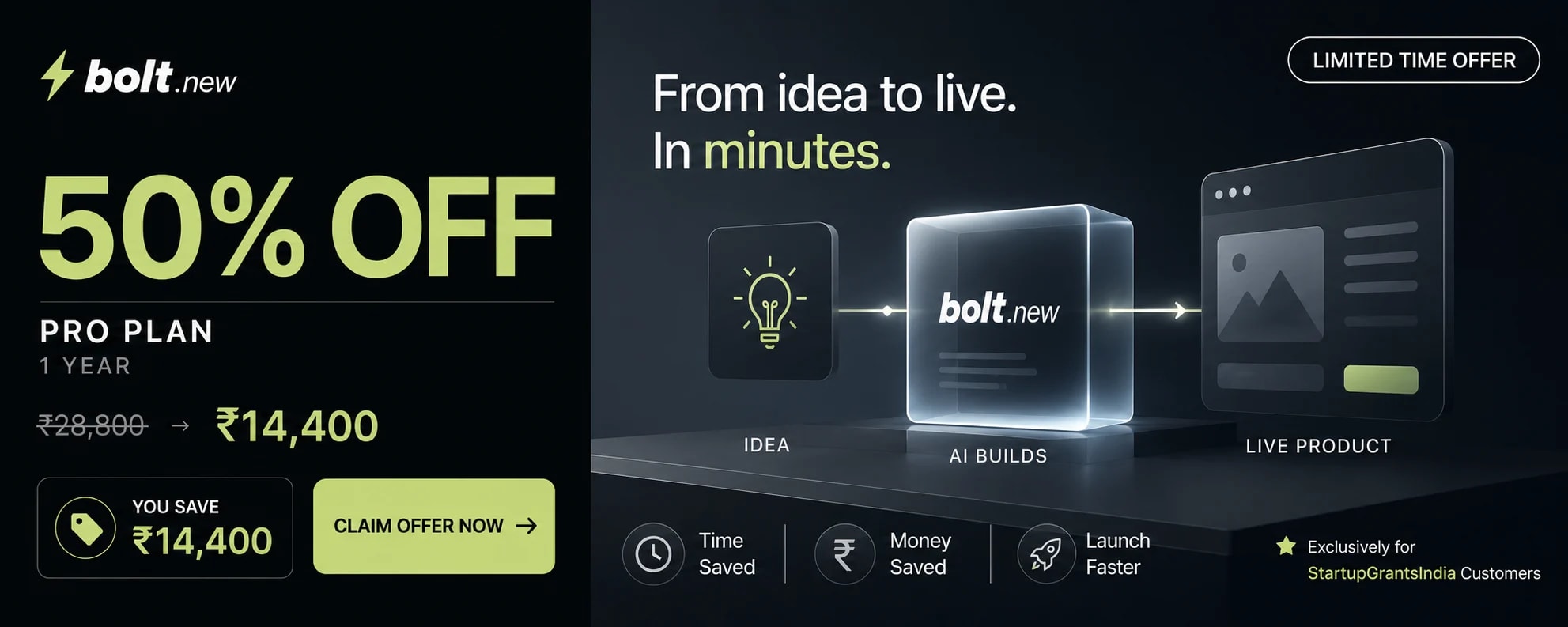 Bolt Pro — 1 year through Startup Grants India