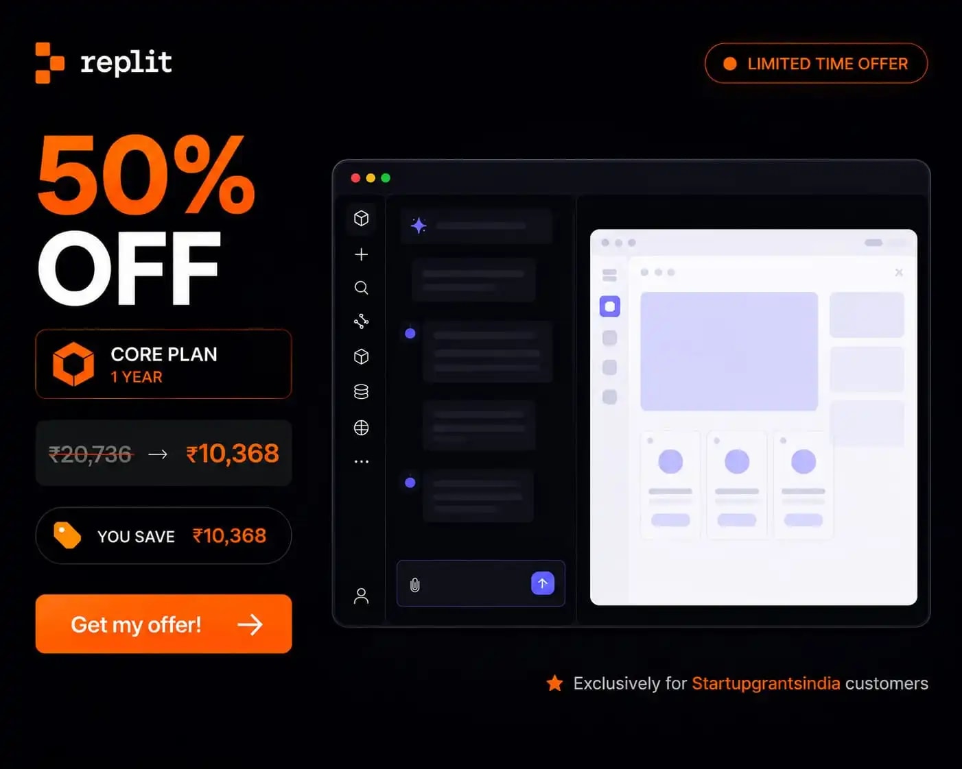 Replit Core — 1 year through Startup Grants India