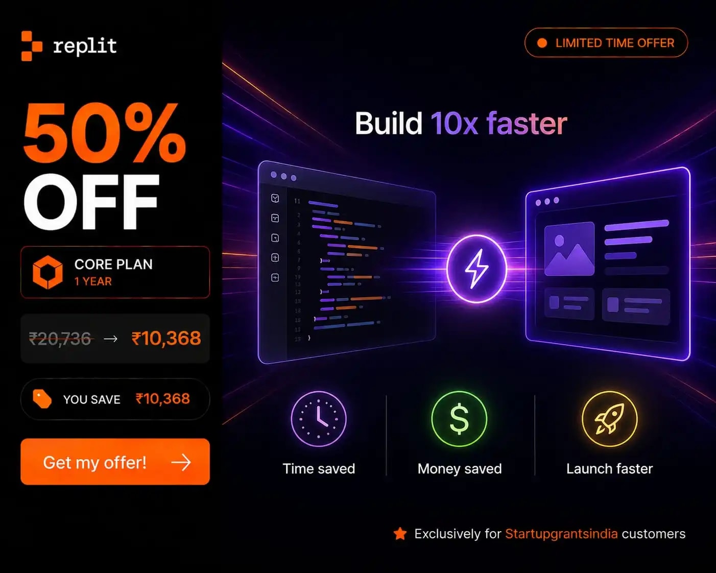 Replit Core — 1 year through Startup Grants India