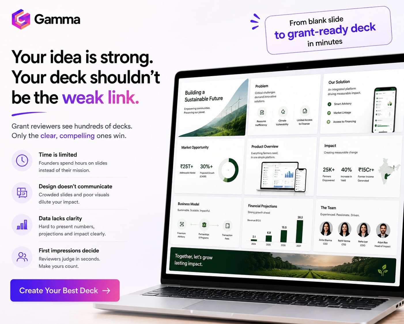 Gamma — AI deck and presentation creator for startups