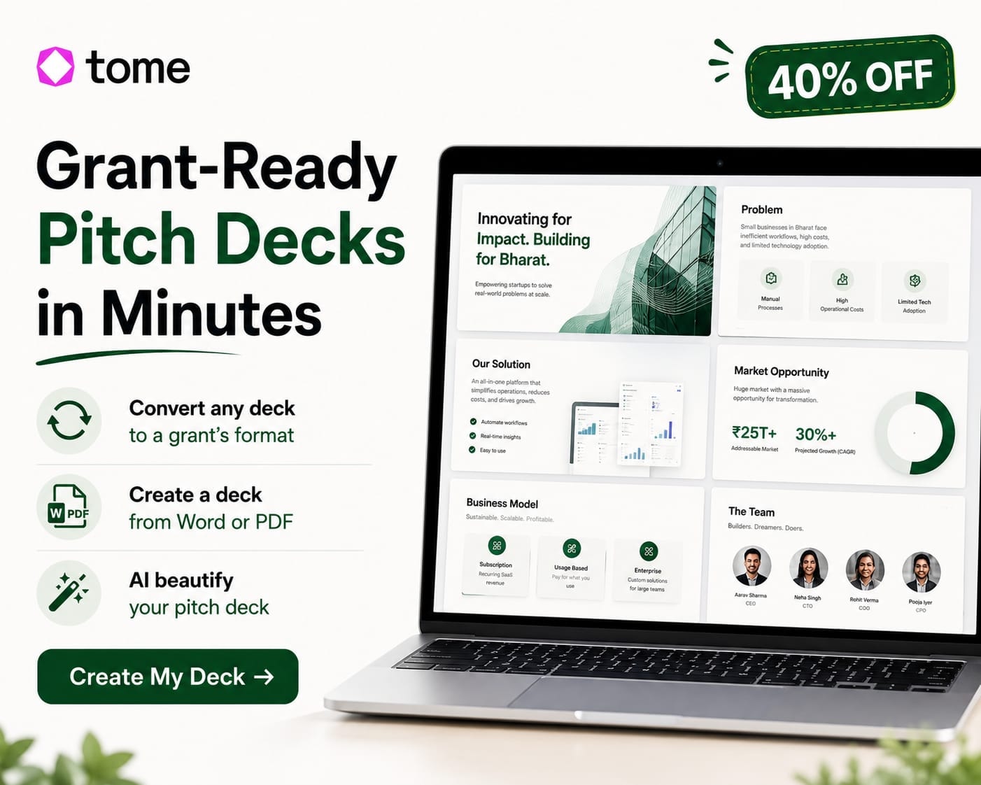 Tome — AI deck and presentation creator for startups