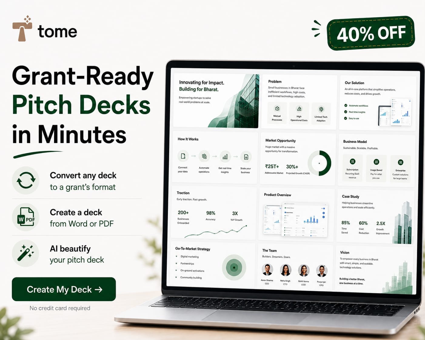 Tome — AI deck and presentation creator for startups