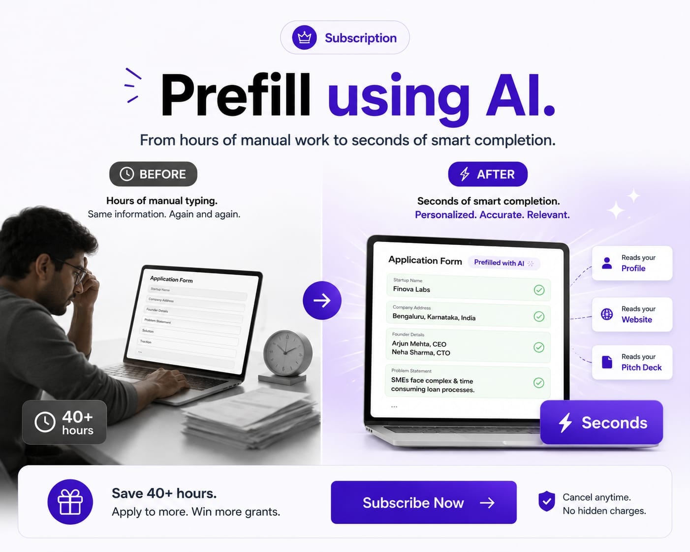 Prefill using AI — from hours of manual work to seconds of smart completion. Save 40+ hours