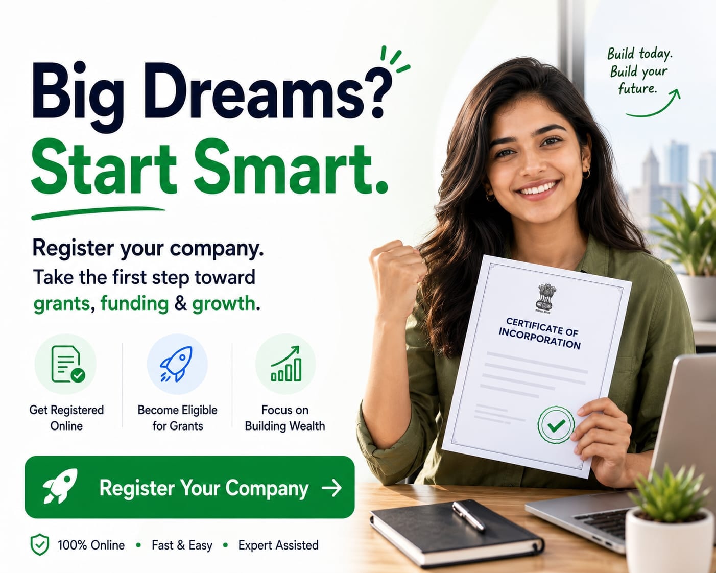Register your company — take the first step toward grants and funding