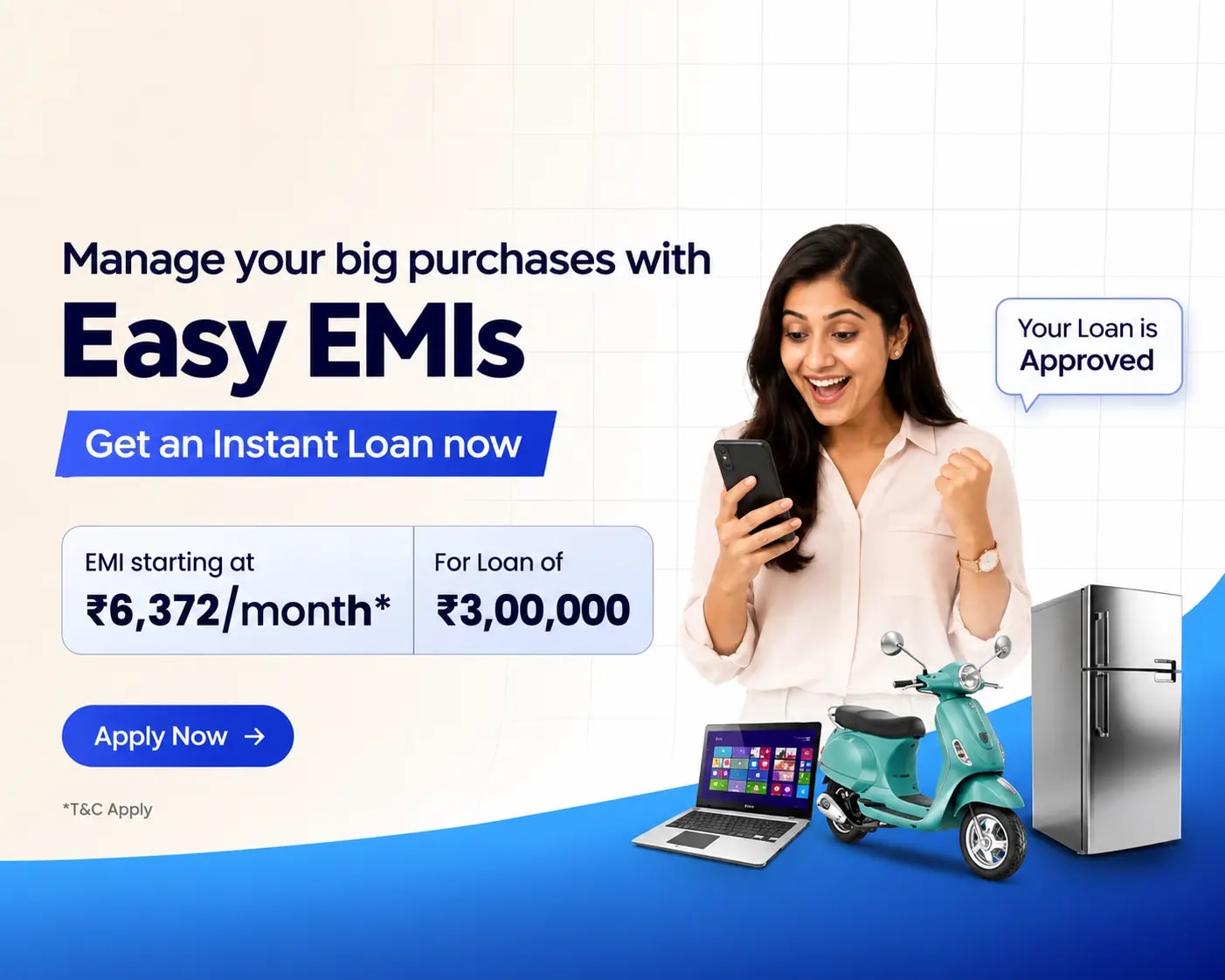 Manage your big purchases with easy EMIs — get an instant loan with Pice