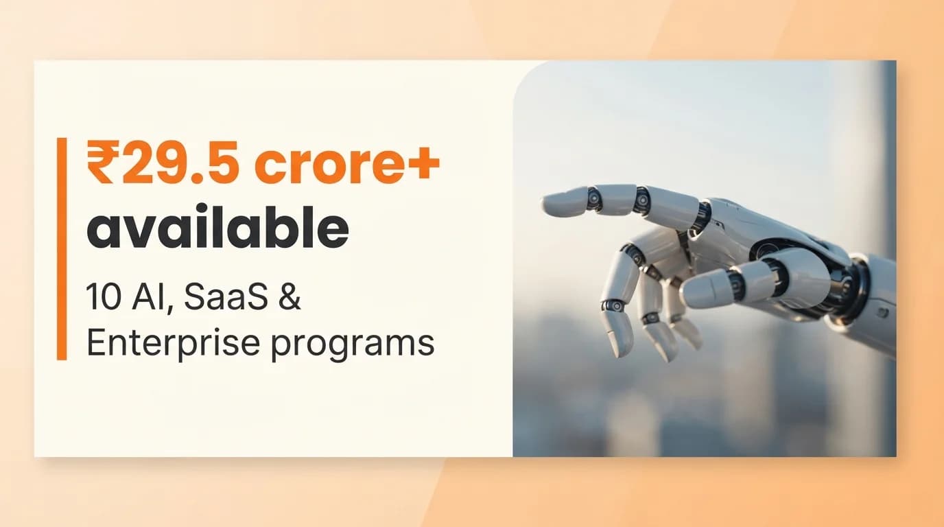AI, SaaS & Enterprise Startup Grants and Funding Programs in India — August 2026
