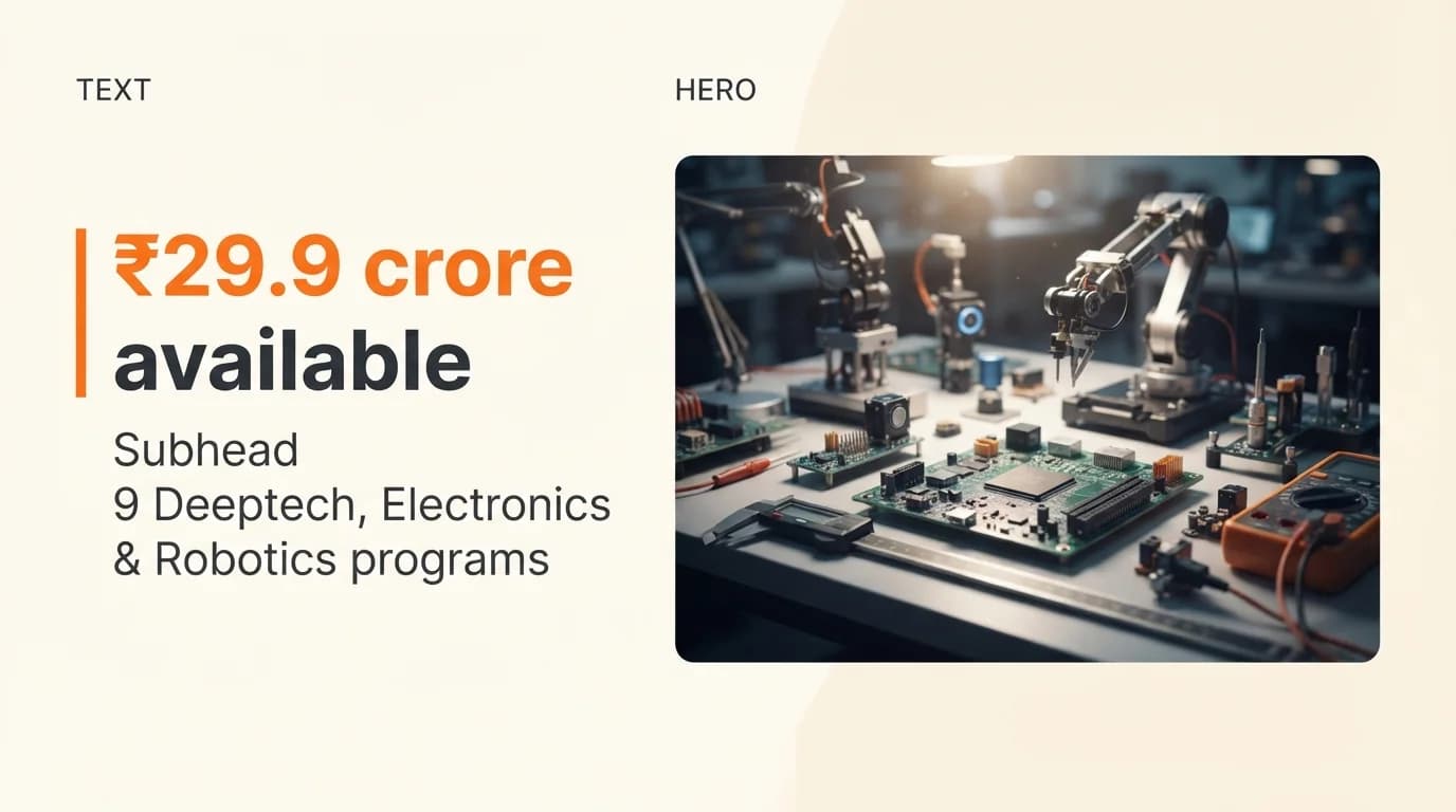 Deeptech, Electronics & Robotics Startup Grants and Funding Programs in India
September 2026