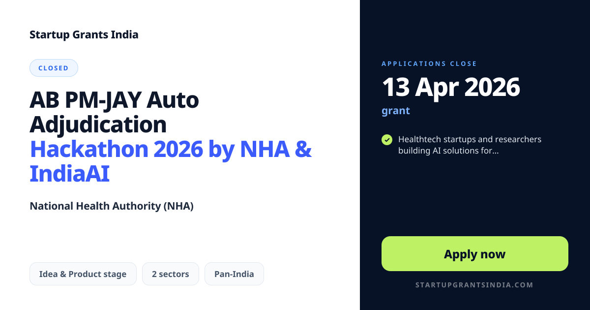 AB PM-JAY Auto Adjudication Hackathon 2026 by NHA & IndiaAI | Startup ...