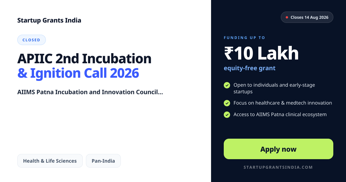 APIIC 2nd Incubation & Ignition Call 2026 – Up to ₹10 Lakhs | Startup ...