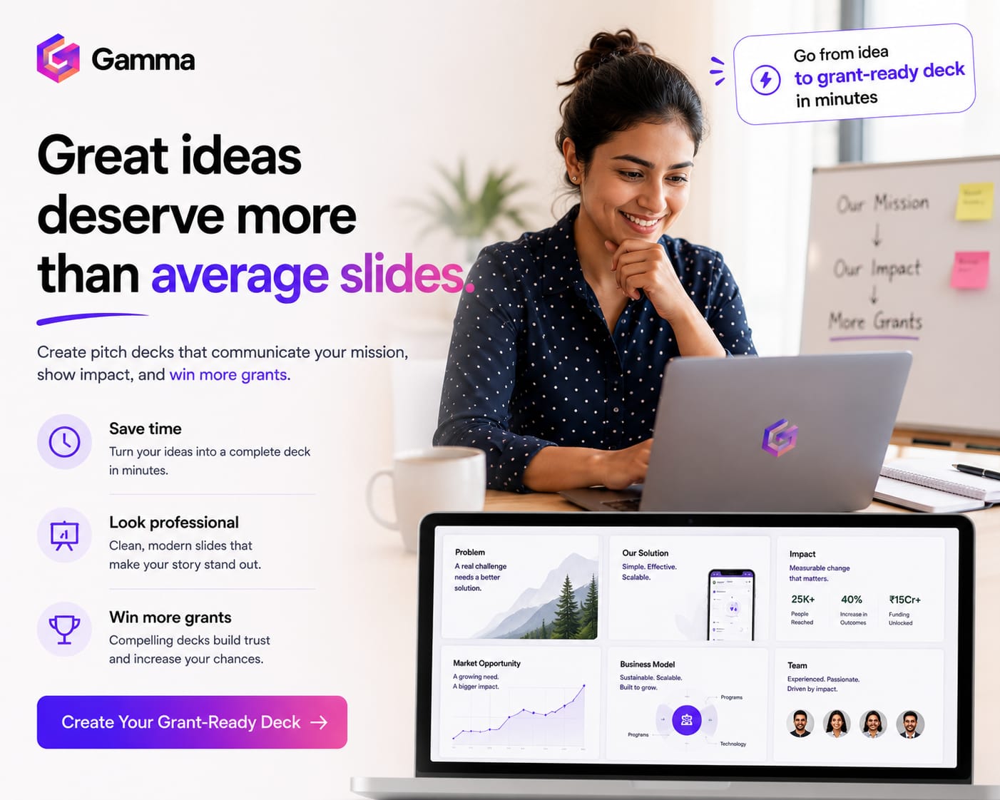 Gamma — AI deck and presentation creator for startups