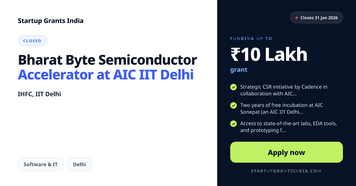 Bharat Byte Semiconductor Accelerator at AIC IIT Delhi – Up to ₹10 ...