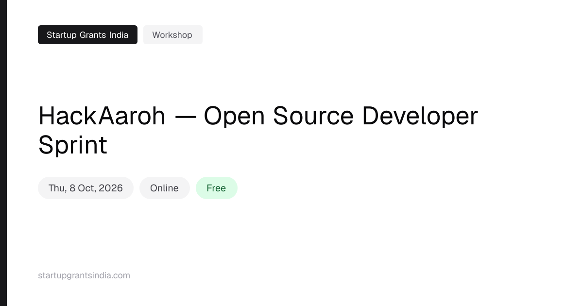 HackAaroh — Open Source Developer Sprint: Online, 8 Oct 2026