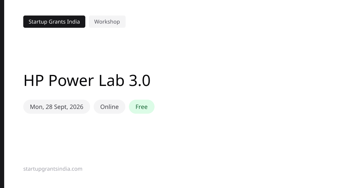 HP Power Lab 3.0: Online, 28 Sept 2026