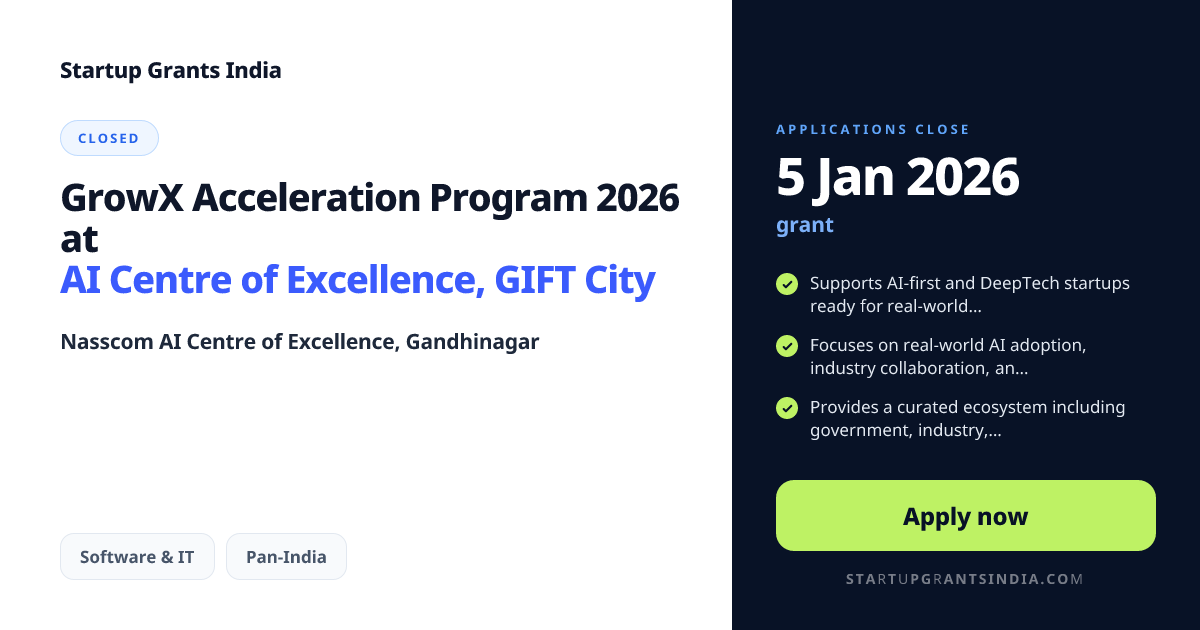 GrowX Acceleration Program 2026 at AI Centre of Excellence, GIFT City ...