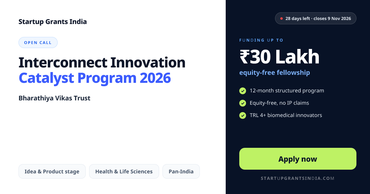 Interconnect Innovation Catalyst Program 2026: Up to ₹30L