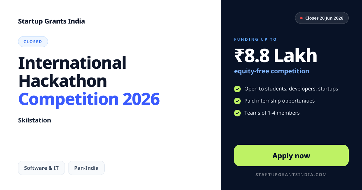 International Hackathon Competition 2026 – Up to ₹8.8 Lakhs | Startup ...