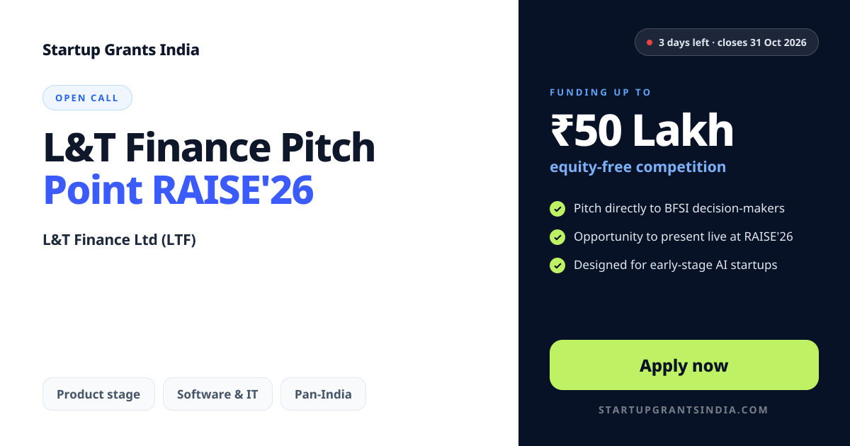 L&T Finance Pitch Point RAISE'26 (2026): Win up to ₹50L