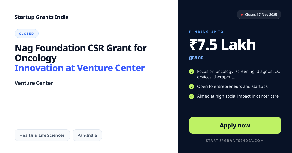 Nag Foundation CSR Grant for Oncology Innovation at Venture Center – Up ...