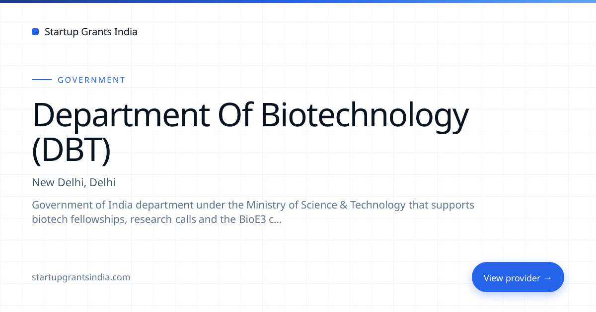 Department of Biotechnology (DBT) — Programs, Eligibility & How to ...
