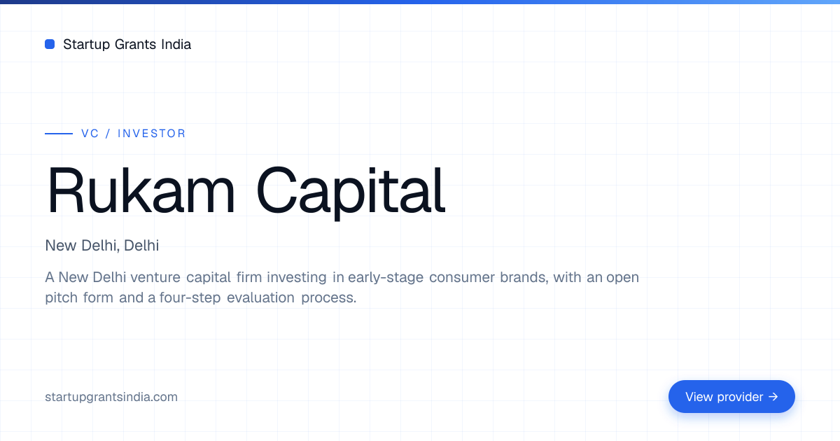 Rukam Capital — How to Apply | Startup Grants India